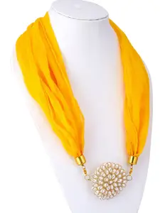Sukkhi Gold-Plated Shimmering Chiffon Detachable Scarf Necklace