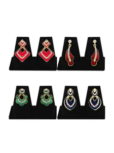 Sukkhi Set of 4 Gold-Plated Contemporary Drop Earrings