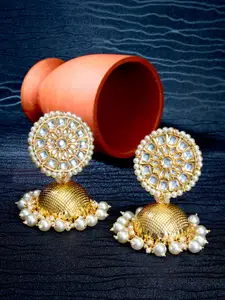Sukkhi Gold-Plated Dome Shaped Jhumkas Earrings