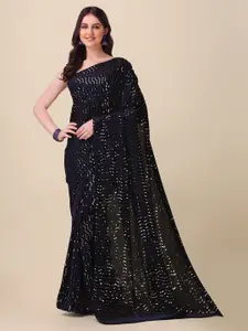 Fab Dadu Embellished Sequinned Pure Georgette Saree With Blouse Piece