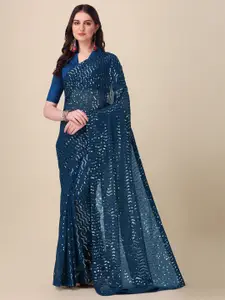 Fab Dadu Embellished Sequinned Pure Georgette Saree With Blouse Piece