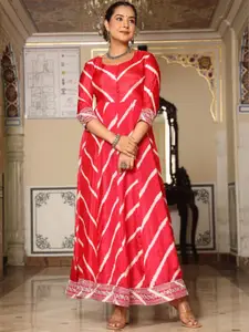 Ramas Geometric Printed Silk Maxi Ethnic Dress