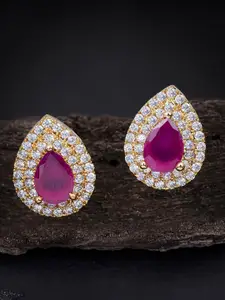 Sukkhi Gold-Plated Teardrop Shaped Studs Earrings
