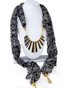 Sukkhi Gold-Plated Gleaming Chiffon Detachable Scarf Necklace