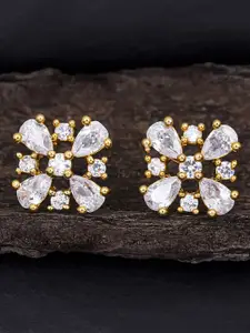 Sukkhi Gold Plated Square Shaped Cubic Zirconia Studs Earrings