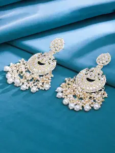 Sukkhi Gold Plated Contemporary Kundan Beaded Drop Earrings