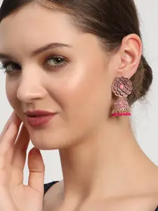Anouk Pink Gold-Plated Dome Shaped Jhumkas