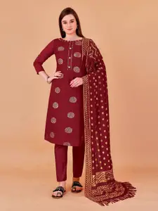 APNISHA Ethnic Motif Woven Design Zari Unstitched Dress Material