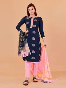 APNISHA Ethnic Motif Woven Design Zari Unstitched Dress Material