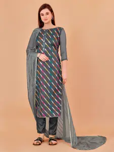 APNISHA Striped Embroidered Zari Unstitched Dress Material