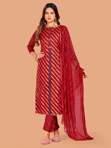 APNISHA Striped Embroidered Zari Unstitched Dress Material