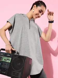 The Roadster Life Co. Solid Hooded Anti Fits Oversized Sweatshirt