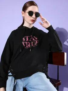 The Roadster Life Co. Typography Printed Hooded Sweatshirt