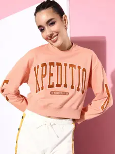 The Roadster Life Co. Typography Embroidered Crop Sweatshirt
