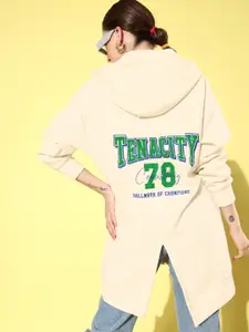 The Roadster Lifestyle Co. Printed Longline Hooded Sweatshirt