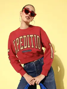 Roadster Women Red Embroidered Sweatshirt