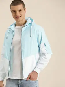 HERE&NOW Colourblocked Tailored Hooded Casual Jacket