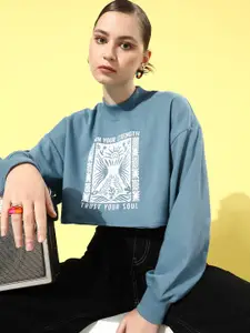 The Roadster Life Co. Graphic Printed Cropped Sweatshirt
