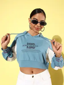 The Roadster Life Co. Printed Hooded Crop Sweatshirt