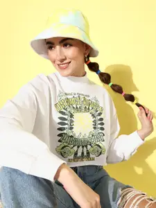 The Roadster Lifestyle Co. Women Printed Crop Sweatshirt