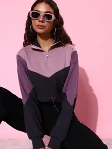 The Roadster Life Co. Colourblocked Crop Sweatshirt