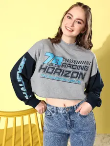 The Roadster Life Co. Graphic Printed Cropped Sweatshirt