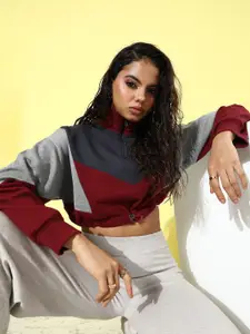 The Roadster Life Co. Colourblocked Crop Sweatshirt