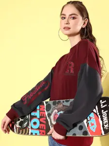 The Roadster Life Co. Round Neck Embroidered Sweatshirt