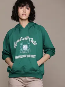 The Roadster Lifestyle Co. Women Printed Hooded Sweatshirt