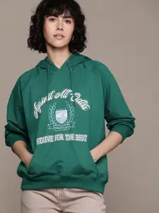 The Roadster Lifestyle Co. Women Printed Hooded Sweatshirt