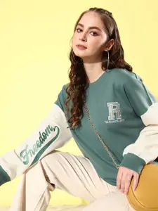 The Roadster Life Co. Round Neck Embroidered Sweatshirt