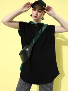 The Roadster Life Co. Colourblocked Hooded Oversized Boxy Sweatshirt