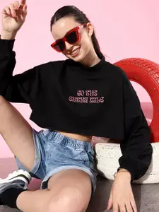 The Roadster Life Co. Typography Printed Crop Sweatshirt
