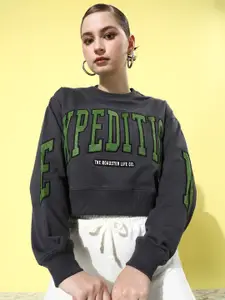 The Roadster Life Co. Typography Embroidered Crop Sweatshirt