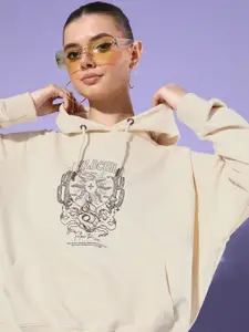 The Roadster Life Co. Graphic Printed Hooded Oversized Sweatshirt