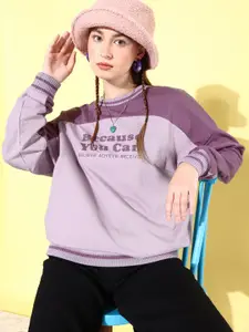 The Roadster Life Co. Typography Printed Oversized Pullover Sweatshirt