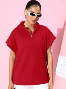 The Roadster Life Co. Self Design Sleeveless Hooded Sweatshirt