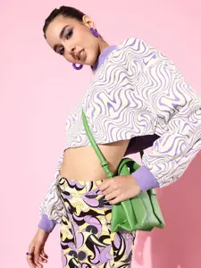 The Roadster Life Co. Abstract Printed Crop Sweatshirt