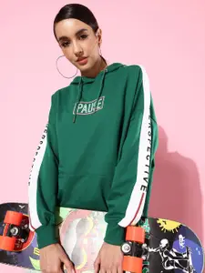 The Roadster Life Co. Bright Green Printed Hooded Monsoon Anti Fits Oversized Sweatshirt