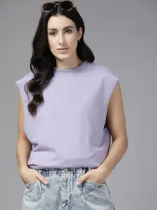 The Roadster Lifestyle Co. Women Sleeveless Longline Solid Sweatshirt