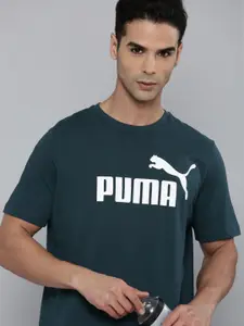 Puma Men Brand Logo Printed Pure Cotton ESS Logo  Regular Fit Outdoor T-shirt