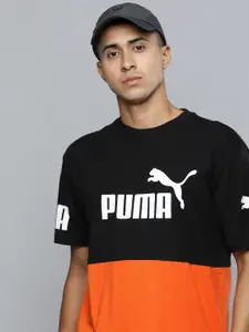 Puma Power Colourblocked Drop-Shoulder Sleeves Relaxed Fit Pure Cotton T-shirt