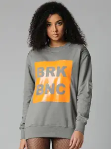 Breakbounce Breakbounce Women Grey Printed Sweatshirt
