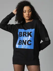 Breakbounce Breakbounce Women Black Printed Sweatshirt