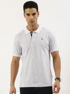 Parx Vertical Striped Polo Collar Pure Cotton T-shirt