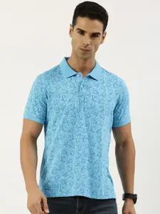 Parx Floral Printed Polo Collar Pure Cotton T-shirt
