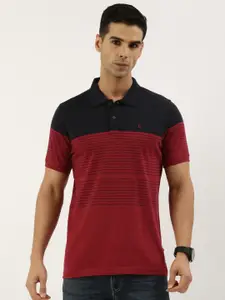 Parx Men Pure Cotton Striped Polo Collar T-shirt