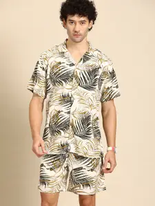 Dennison Printed Cuban Collar Comfort Fit Shirt With Shorts Co-ords