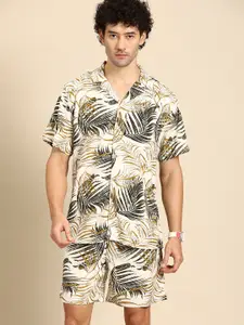 Dennison Printed Cuban Collar Comfort Fit Shirt With Shorts Co-ords