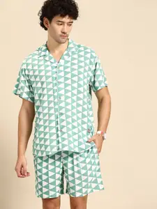 Dennison Printed Cuban Collar Comfort Fit Shirt With Shorts Co-ords